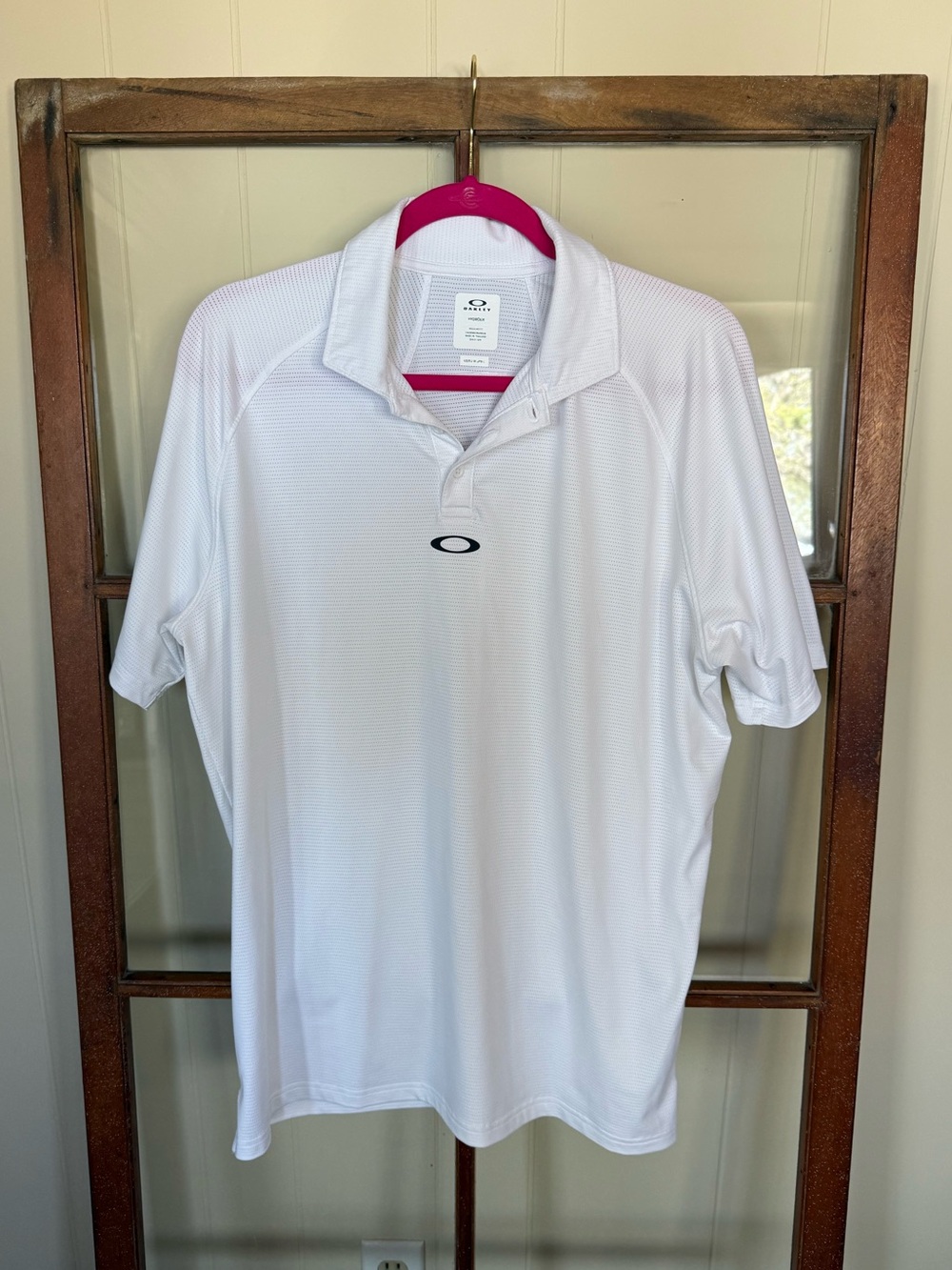 Oakley Men’s Athletic White Short-Sleeve Shirt Hydrolix Performance Polo Golf -M